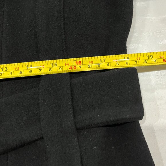 Calvin Klein Black Wool Blend Belted Coat Size 8 | Designer | EUC - Picture 7 of 9